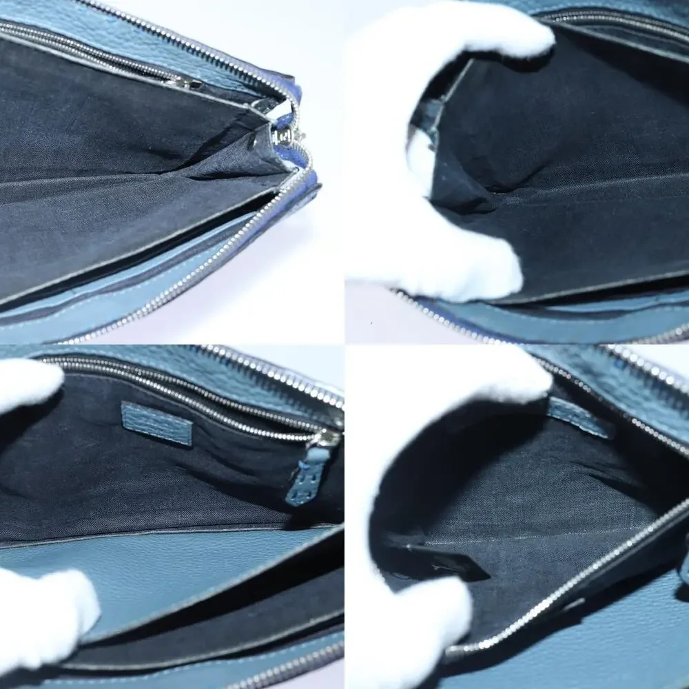 Fendi Leather Clutch Bag Blue